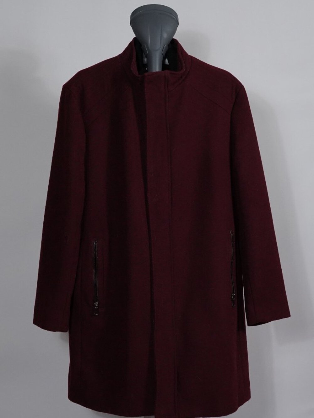 INC International Concepts Men's Burgundy Wool Blend Car Coat Jacket XL